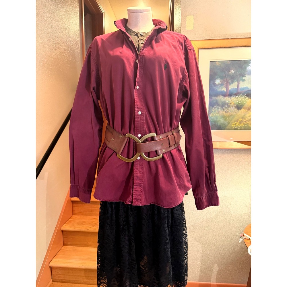 Polo Ralph Lauren Mens L Burgundy Button Down Shirt Heavy Cotton Pony Logo